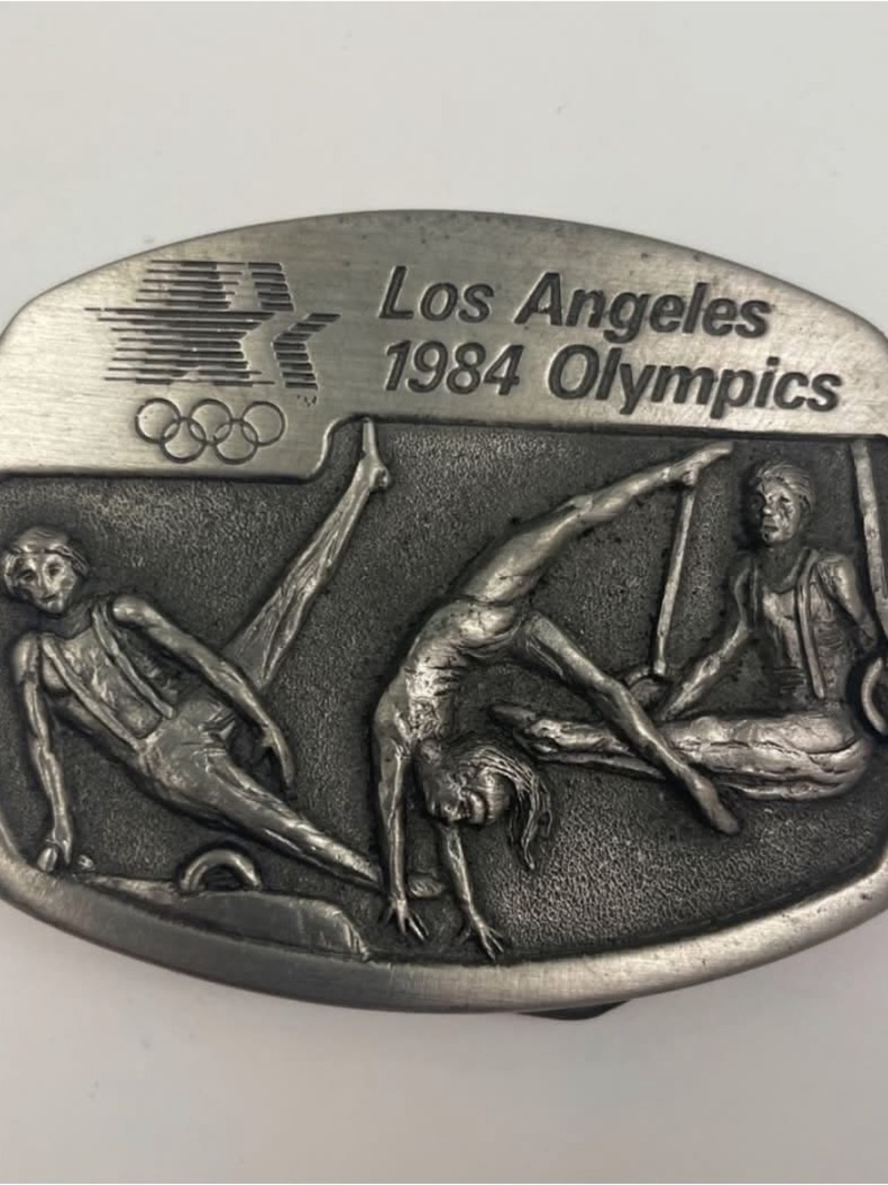 Los Angeles 1984 Olympics Belt Buckle - Silver Tone